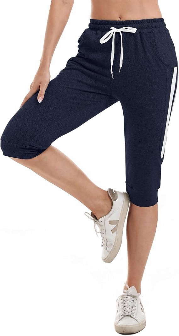 Gyabnw Women's Cropped Pants Capri 3/4 Length Sweatpants Sports Jogging Shorts Summer Trousers Women's Training Trousers Casual Yoga Trousers - 图片 5
