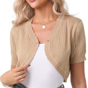 Gyabnw Women's Bolero Elegant Cardigan Short Sleeve Lightweight Short Cardigan Summer Jacket for Evening Dress