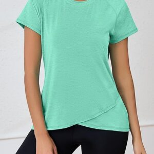 Gyabnw Women Activewear Gym Wear Yoga Tops Workout Sport Shirt Short Sleeve Clothes UV Protection