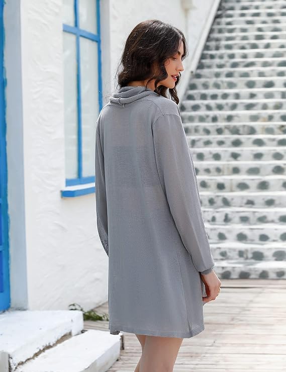 Gyabnw Cardigan Women's Summer Cardigan Long Sleeve Open Front Summer Jacket Lightweight Bikini Cover Up Thin Jacket Casual Beachwear Knitted Jacket Summer Cardigan S-XXL - 图片 3