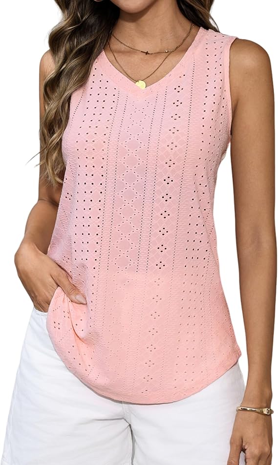 Gyabnw Tank Top Women's Summer Sleeveless Blouses Casual Basic Tops for Women