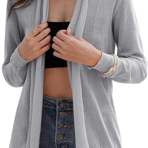 Gyabnw Cardigan Women's Summer Cardigan Long Sleeve Open Front Summer Jacket Lightweight Bikini Cover Up Thin Jacket Casual Beachwear Knitted Jacket Summer Cardigan S-XXL