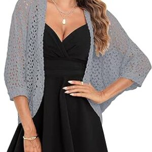 Gyabnw Women's Elegant Bolero Lace Jacket Festive Cardigan Short Blazer Festive Bolero with 3/4 Sleeve for Evening Dresses Cocktail Dress